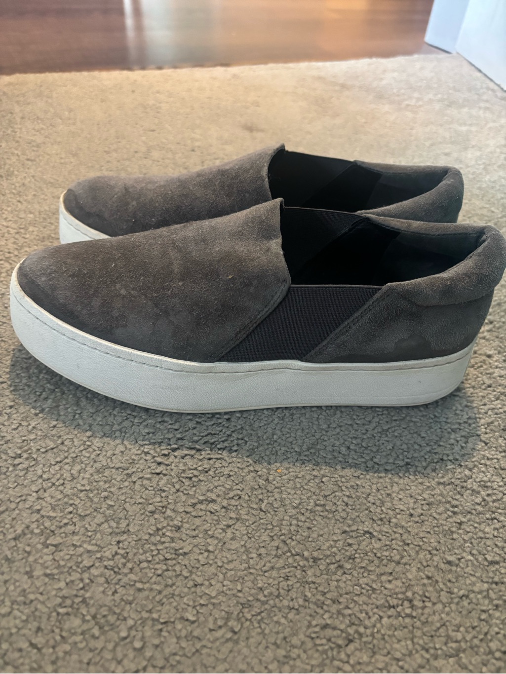 Vince Gray Suede Slip-On Platform Sneakers